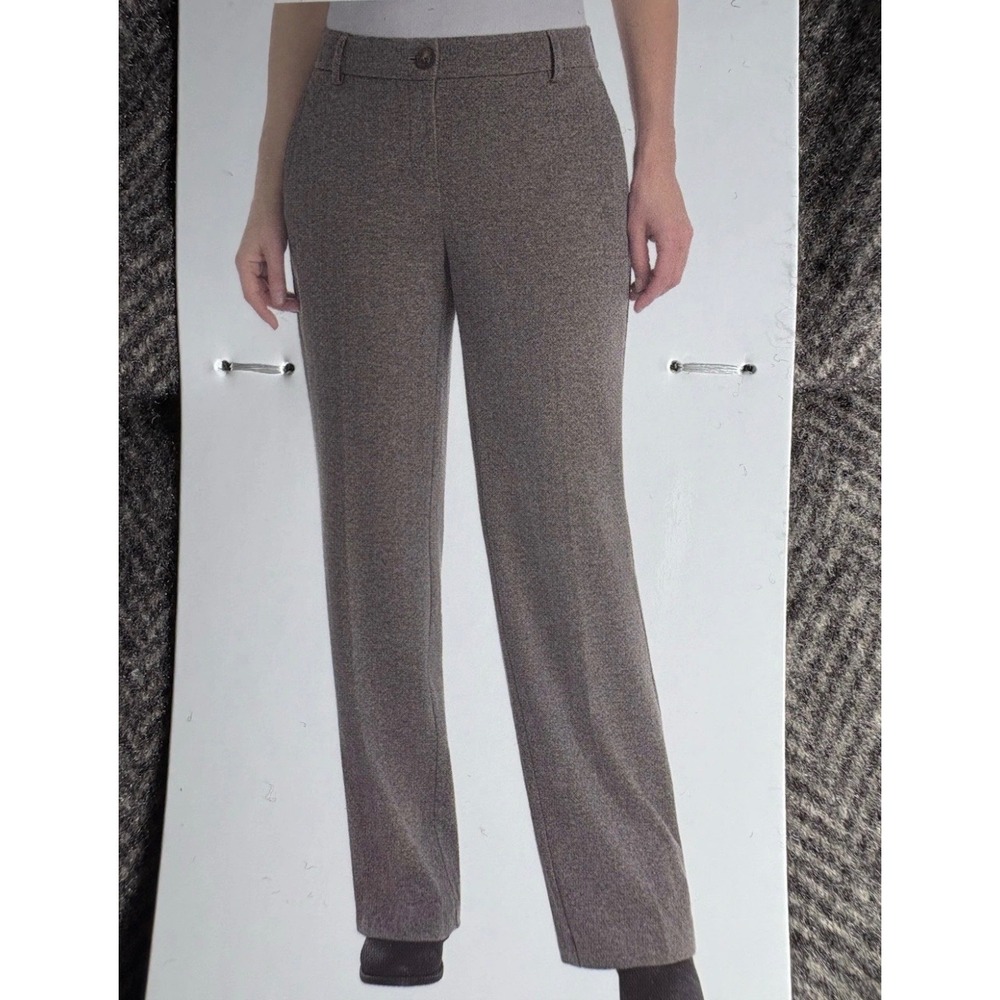 NWT Hilary Radley Womens Brown Herringbone Straight Leg Stretch Pants Size 16